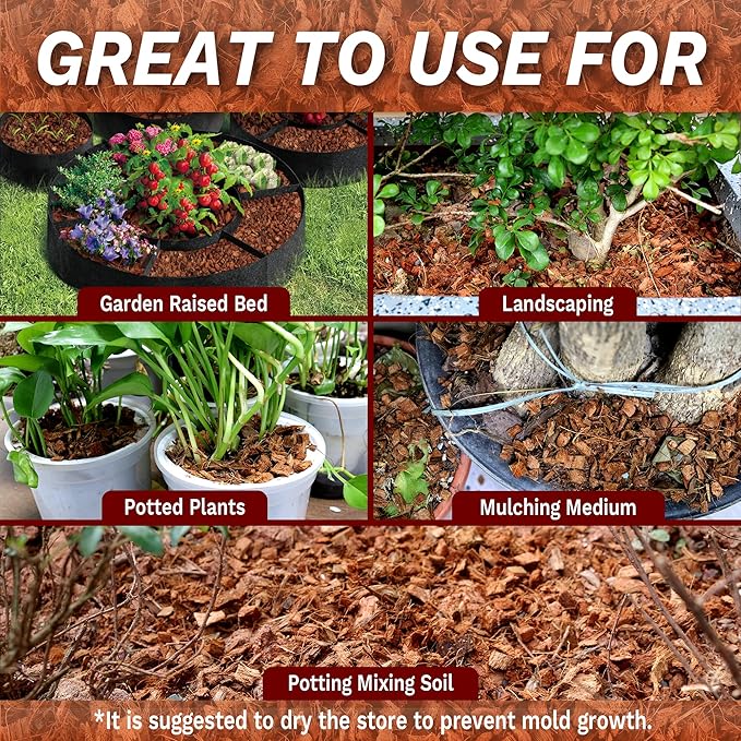 Coco Chips for Plant - 10LB Organic Coconut Husk Chips with Low EC & PH Balanced, High Expansion Coconut Substrate Coco Husk Mulch for Garden, Flowers and Reptile