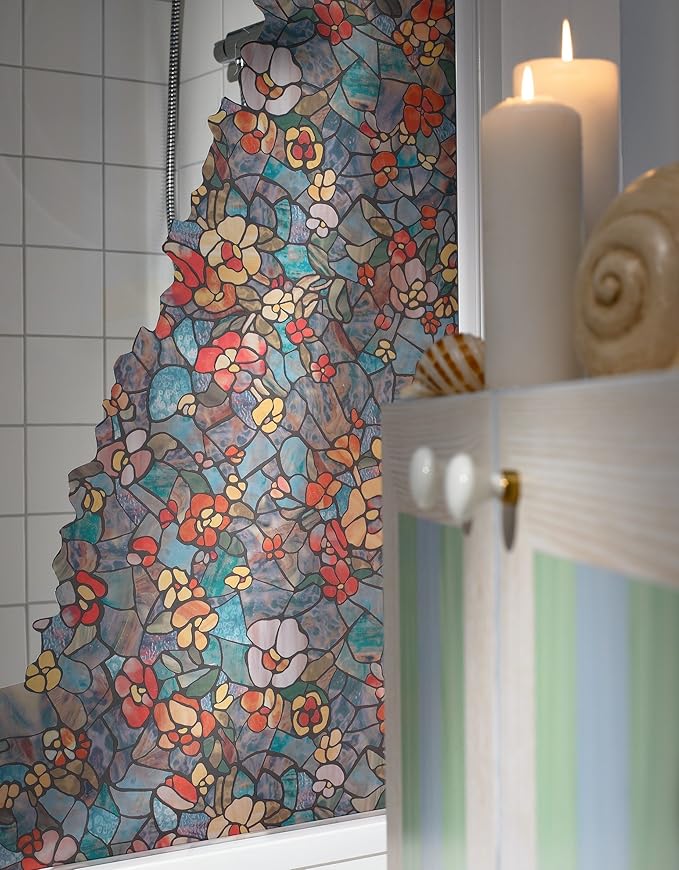 d-c-fix 346-0431-2PKA Self-Adhesive Privacy Glass Window Film, Venetian Garden, 17" x 78" Roll, 2-Pack with Applicator