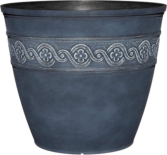 Classic Home and Garden Corinthian Resin Flower Pot Planter, Storm Blue, 10"