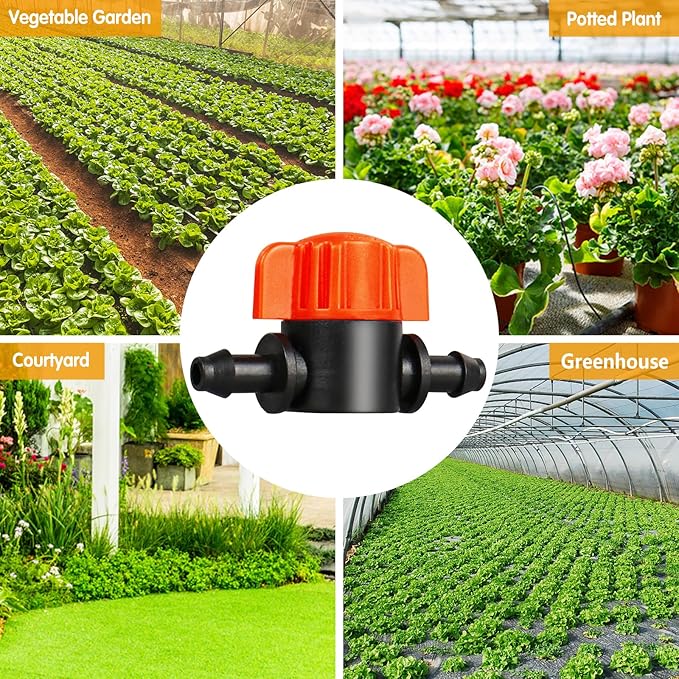 1/4" Drip Irrigation Valves, 35 Pcs Drip Irrigation Shut Off Switch Valve for 1/4 Inch Drip Irrigation Tubing, Water Flow Control Valve Drip Line Cut Off Valve for Drip Sprinkler Garden Systems