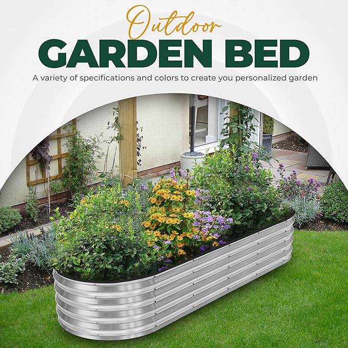 Utopia Home Galvanized Raised Garden Bed Kit 6x2x1ft, Planter Box Raised Garden Beds Outdoor, Easy Assembly Metal Raised Bed for Gardening Vegetables, Fruits, Flowers - Pack of 01 - Silver