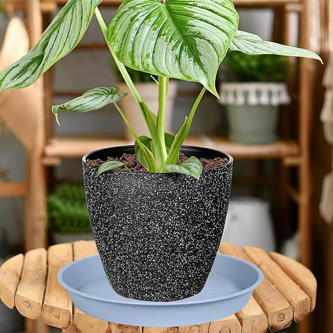 2 Pack of Plant Saucer Tray 14 inch, Heavy Duty Plastic Pot Plant Drip Trays Saucers for for Indoors Outdoor, Plant Water Tray for Planters 13-14" (14", Light Gray)