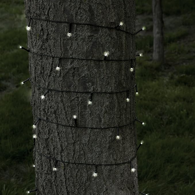 Pure Garden Solar Powered LED String Lights - 39-Foot Outdoor Lighting with 100 White Bulbs - Fairy Light with Steady or Twinkle Mode