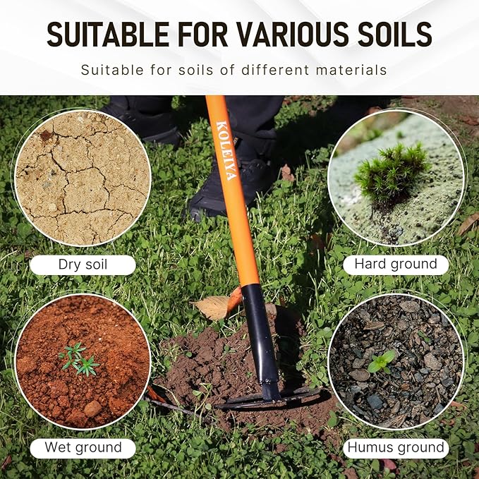 Garden Hoe,Garden Tools for Weeding,Hoe Garden Tool for Gardening Planting with Fiberglass Handle,57Inches,Orange