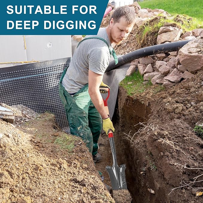 Digging Spade Shovel Drain Spade Square Point Shovel Transplanting Spade Trenching Shovel, 44 inches