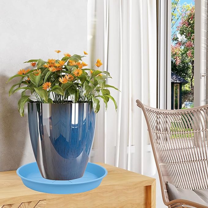 3 Pack of Plant Saucer 20 22 inch, 3.6" Depth, Large Heavy Duty Plastic Saucers 21" Round, Plant Drip Trays for for Indoors Outdoor, Plant Water Tray for Planters 19-23" (22", Teal)
