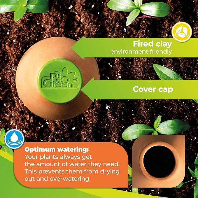 BioGreen Plant Self-Watering System Hydro MAX S | 0.3 gal | Irrigation Ø 23.6 in | Olla Made of Fired Clay | Environmentally Friendly | Terracotta