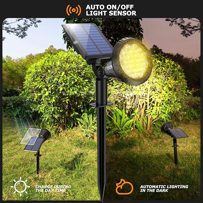 Solar Lights Outdoor, 2-in-1 Decorative Solar Landscape Lighting for Outside, IP67 Waterproof Garden Light Pathway Lighting Decor Led Landscape Lights for Yard Porch Fence Pool