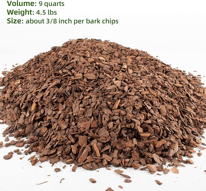 9 qt Organic Orchid Potting Bark -Natural Mulch for Potted Plants, Root Development of Orchid Plants and Garden Soil Amendment Mix