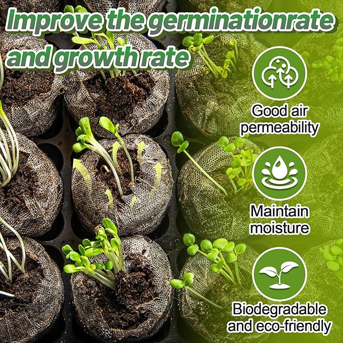 50mm Peat Pellet for Seedling - 50pcs Seeds Plant Starter Plugs, Compressed Nutrient Fiber Garden Soil Block with 50 Labels, Plant Pods Bulk for Transplanting Herb Flower Vegetables