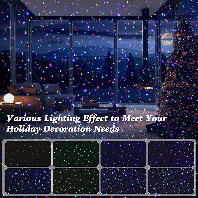 Outdoor Laser Lights Projector, 3 Color Motion Firefly Lights Show, RGB Christmas Decor Lights with Remote for Trees, Patio, Landscape