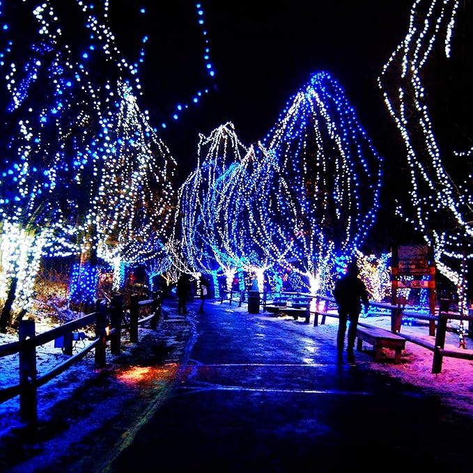 FUNPENY 164FT 500 LED Christmas Indoor Outdoor Decorative String Lights, 8 Modes Waterproof Plug in Green Wire LED Fairy Light for Christmas Party Wedding Garden Home Decoration (Blue)