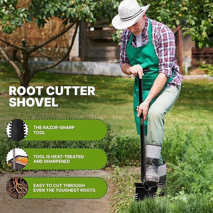 CKG Metal Detecting Shovel Digging Tool with Double Serrated Blade – Heavy Duty Digger Garden Root Cutter T-Handle Spade Professional Metal Detector Accessories, Single