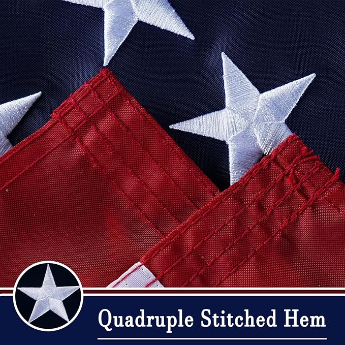 AZCOVER American Flag 10x15 FT Us Flag for Outside 100% in USA Heavy Duty Nylon American Flags for Outdoor with Embroidered Stars Sewn Stipes and Brass Grommets All Weather Lasting United States Flag