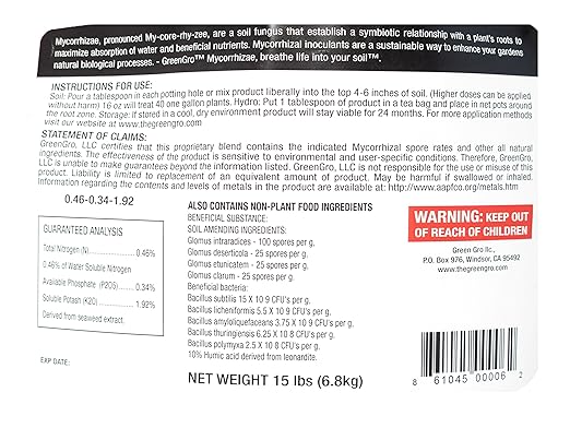 GreenGro Granular Plus Myco, All-in-One Fertilizer with Kelp and Humic Acid for Plants, Organic Root Stimulator Plant Food with Mycorrhizae for Indoor & Outdoor Gardens, 15 lb, Natural
