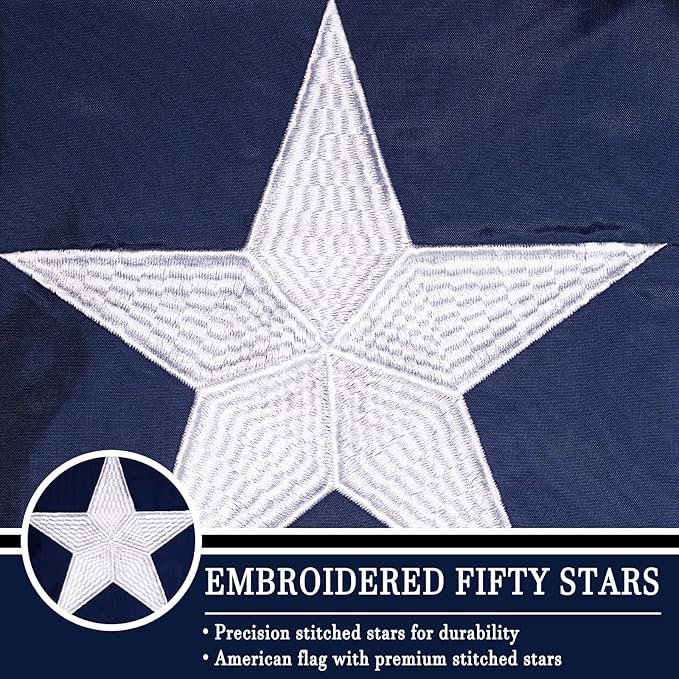 AZCOVER American Flag 8x12 FT Us Flag for Outside USA Heavy Duty Nylon American Flags for Outdoor with Embroidered Stars Sewn Stipes and Brass Grommets All Weather Lasting United States Flag