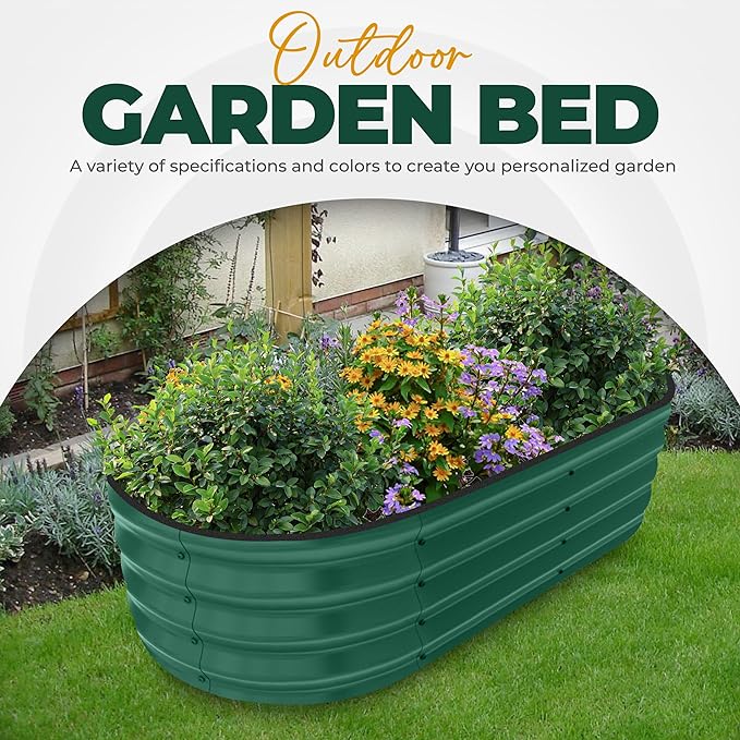 Utopia Home Galvanized Raised Garden Bed Kit 4x2x1ft, Planter Box Raised Garden Beds Outdoor, Easy Assembly Metal Raised Bed for Gardening Vegetables, Fruits, Flowers - Pack of 01 - Green