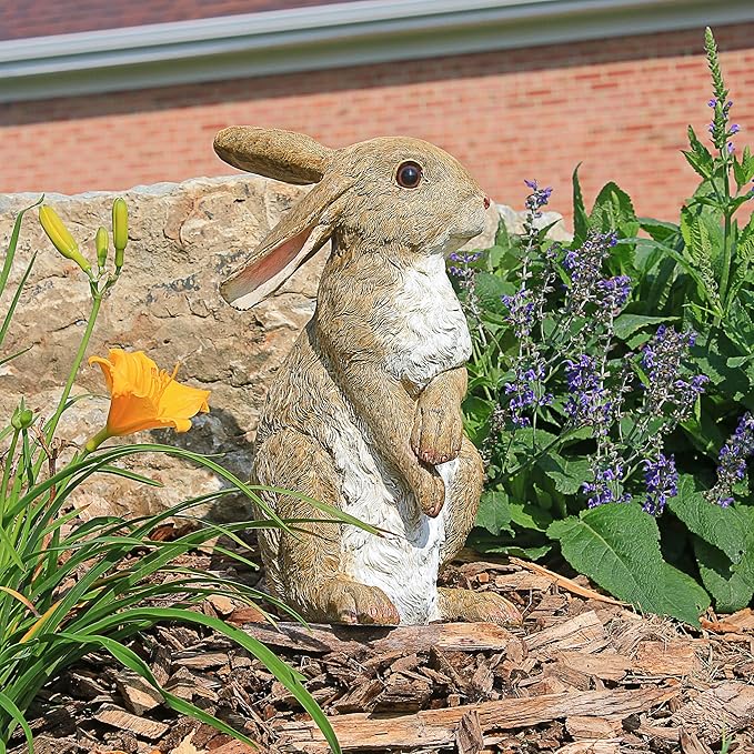 Design Toscano QM200681 Hopper the Bunny Standing Rabbit Indoor/Outdoor Garden Statue, 6 Inches Wide, 11 Inches Tall, Handcast Polyresin, Full Color Finish