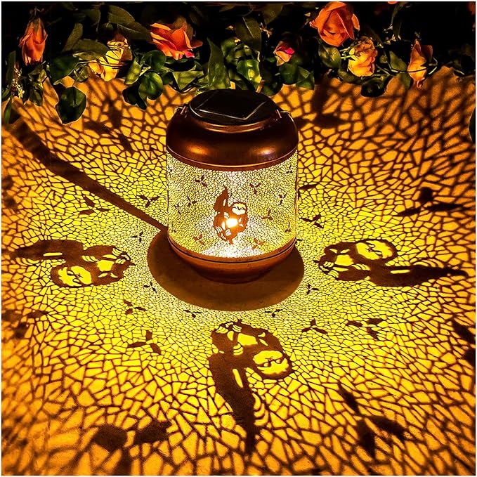 2 Pack Sloth Solar Lanterns Outdoor Waterproof Hanging Solar Lights Sloth Gifts for Women Men Mom Metal Decorative LED Outdoor Lanterns for Patio, Lawn, Landscape, Garden Decor, Yard Decorations