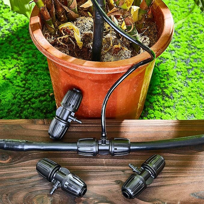 12 Pcs Barbed Tee Drip Irrigation Tubing for 1/2 Inch to 1/4 Inch Irrigation Fittings 1/2 Inches ID x 0.63 Inches OD 16 mm PE Tube Anti Drop Locked Reducing Tee Fits 13 mm ID/ 4 mm ID