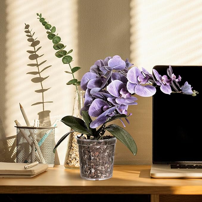 TRUEDAYS 6 Pack Orchid Pot 5 Inch Clear Flower Pot Plastic Plant Pots Planter with Drainage Holes for Indoor Outdoor Plants