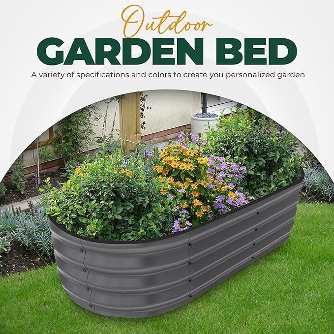 Utopia Home Galvanized Raised Garden Bed Kit 4x2x1ft, Planter Box Raised Garden Beds Outdoor, Easy Assembly Metal Raised Bed for Gardening Vegetables, Fruits, Flowers - Pack of 01 - Dark Grey