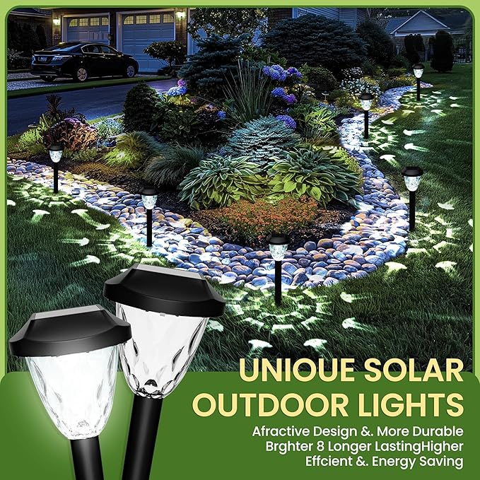 Solar Outdoor Lights Waterproof,Solar Pathway Lights Outdoor with Great Pattern, Auto On/Off Garden Decor for Outside Garden Walkway Driveway Pathway(12 Pack)