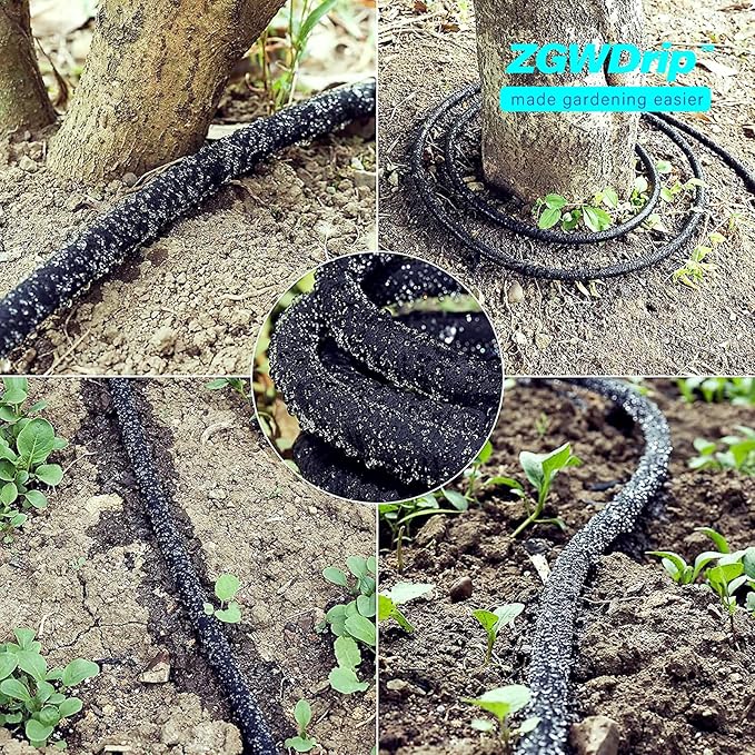 Soaker Hose 25 FT,1/2 Inch Soaker Garden Hose with 3/4" Solid Brass Connectors