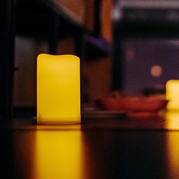 CANDLE CHOICE Waterproof Outdoor Battery Operated Flameless Candles with Remote Timer Plastic Flickering Fake Electric LED Pillars for Lantern Garden Wedding Christmas Decorations 3x4 Inches 2 PCS