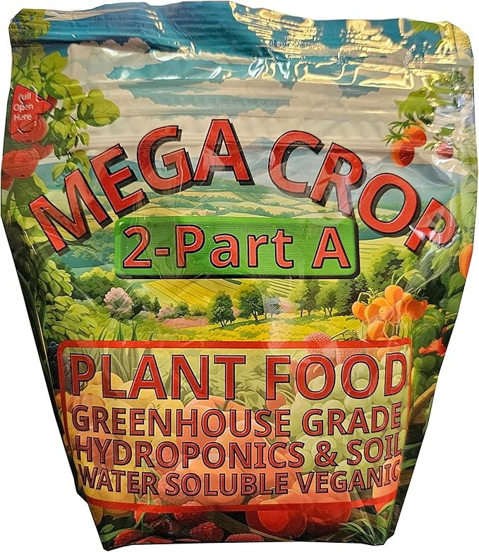 Mega Crop 2-Part A Hydroponic and Soil Base Nutrient Fertilizer for Plants with Organics NPK Compatible Jacks 5-12-26