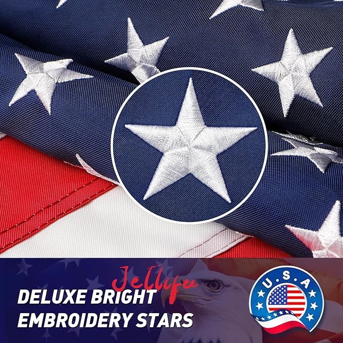 American Flag 5x8 Outdoor, 5x8 Flags Outside, All Weather US Flags with Embroidered Stars Sewn Stripes Brass Grommets, Vivid Color, Polyester USA Flag for Outdoor Indoor (5 by 8 Foot)…