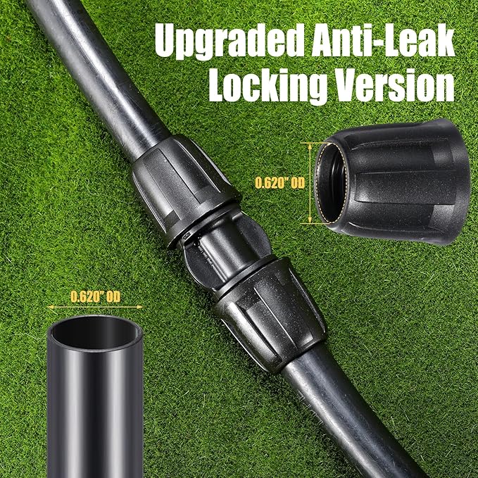 Frienda 40 Pcs Barbed Tee 1/2 Inch Tubing (1/2" IDx0.6-0.63" OD) 16mm to 1/4 Inch Irrigation Tube Fittings Drip Irrigation Parts Anti Drop Locked Reducing Tee for Drip Hose, Green and Black