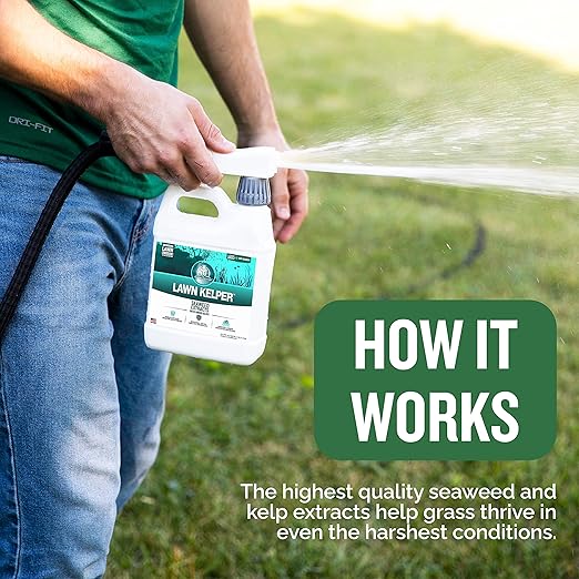 Turf Titan Lawn Kelper Hose End – Lawn & Plant Fertilizer - Liquid Fertilizer with Seaweed Kelp Extract for Lush, Greener Grass - Safe, Non-Toxic Seaweed Fertilizer – Covers Up to 8000 Sq Ft