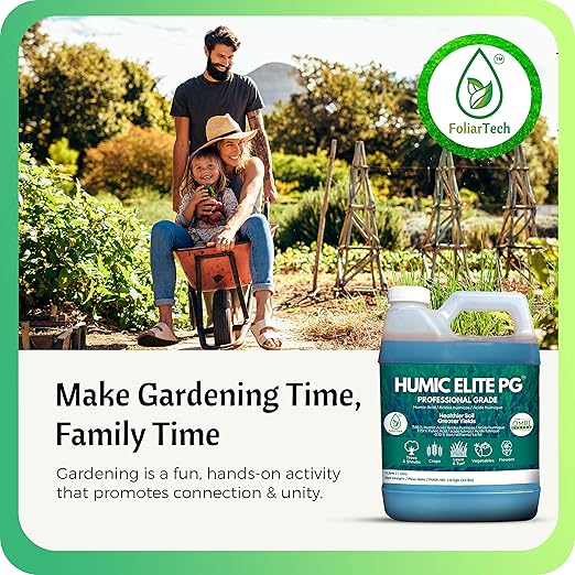 Humic Acid Organic Lawn Fertilizer - Fulvic Humic Mineral Blend for Trees, Shrubs, Ornamentals, Vegetables & Crops - Enhancer & Garden Soil Conditioner by FoliarTech, 34 OZ