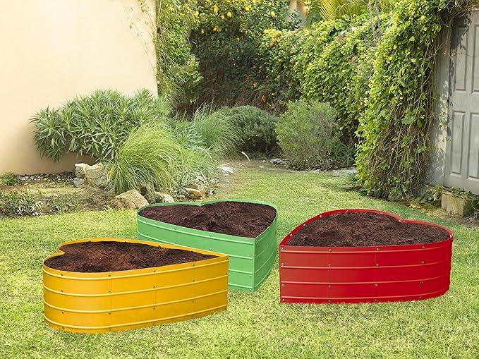 Galvanized Raised Garden Beds Outdoor // Planter Raised Beds for Gardening, Vegetables, Flowers // Large Metal Garden Box (Yellow) // Tool-Free Assembly