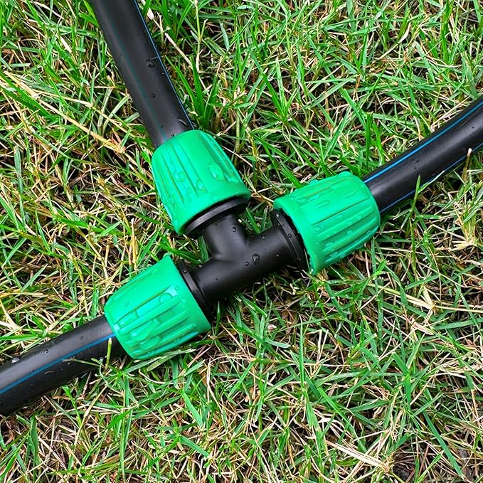 12 Pack 1/2 Inch Drip Irrigation Tee (1/2" ID x 0.65" OD), Drip Line Irrigation Locked Barbed 3 Way T for 1/2'' Irrigation Tubing Anti Leak Irrigation System Tee Fittings