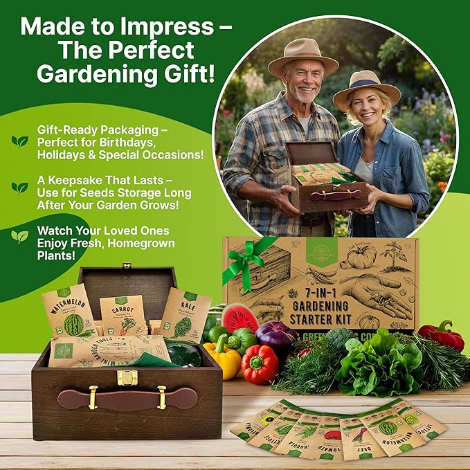 75 Vegetable & Greens Seeds Variety Pack, Garden Seed Starter Kit - Over 44,700 Non-GMO Heirloom Seeds for Planting Vegetables and Greens, Seeds Gift Seed Box with Gardening Supplies, Survival Kit