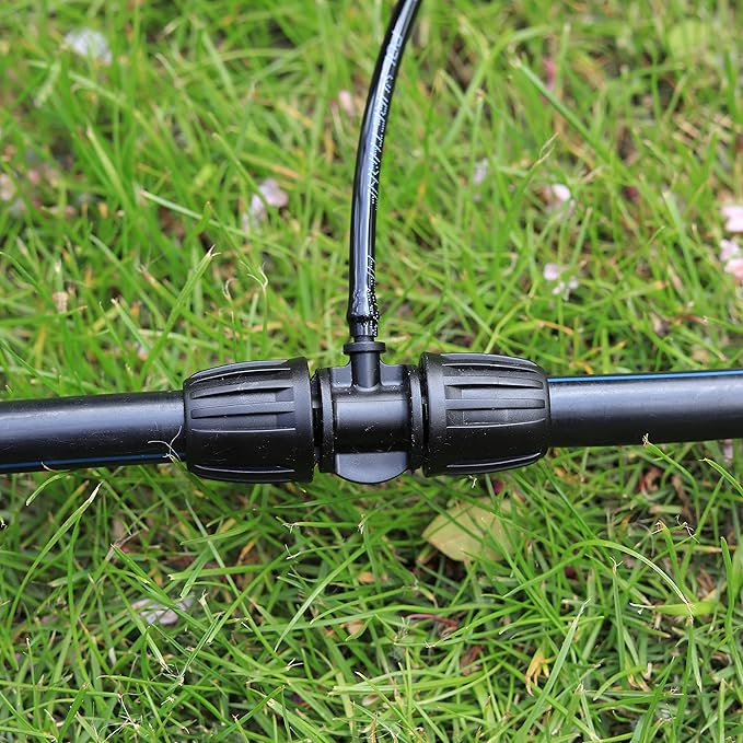 Barbed Tee 1/2 Inch to 1/4 Inch Irrigation Tube Fittings for (1/2'' ID x 0.60''-0.63'' OD) 16mm Drip Tubing Anti-Drop Barbed Connectors,10 Pcs
