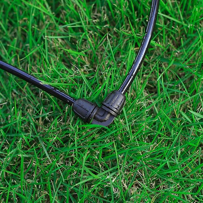 1/4 inch Drip Irrigation Fittings, Lock Barbed Elbow for ¼ in. tubing; Tubing Outside Diameter (OD) is 0.250 in., Internal Diameter (ID) is 0.170. in.(20Pcs/Pack)(Black-Elbow)