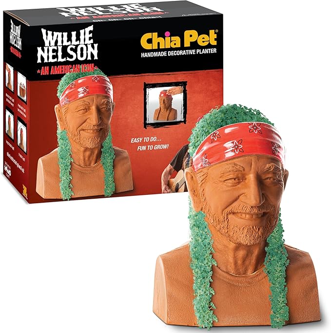 Chia Pet - Willie Nelson - with Seed Pack, Decorative Pottery Planter by Joseph Enterprises, Easy to Do and Fun to Grow, Novelty Gift, Perfect for Any Occasion