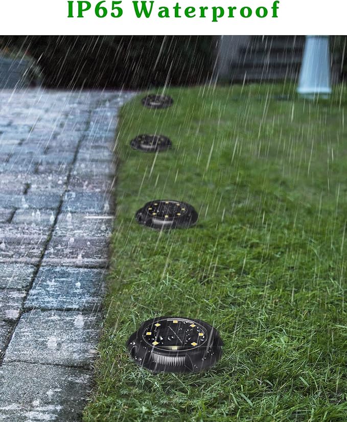 Biling Solar Outdoor Lights - 12 Pack, Bright Uplight Sidelight, Waterproof Deck Lights for Yard, Walkway, Garden, Poolside (White)