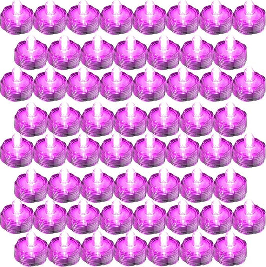 Bright LED Floral Tea Light Vase Submersible Lights for Party Wedding (Pink, 60 Pack)