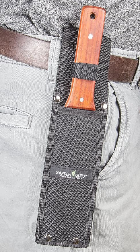 Garden Guru Hori Hori Garden Knife for Weeding, Digging, Pruning, and Cultivating - Stainless Steel Full Tang Blade | Marks for Measuring Planting Depth | Nylon Sheath for Storage (2 Pack)