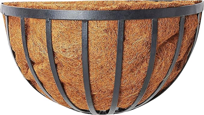 Arcadia Garden Products 1527 Half Round Wall Mounted Hanging Planter Basket with Coco Liner 16"