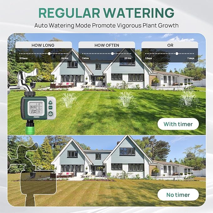 Digital Sprinkler Timer for Garden Hose Watering, Battery Powered Hose Timer with Rain Delay, Manual, Automatic Watering System, Outdoor Programmable Water Timer Irrigation Timer for Lawn Yard