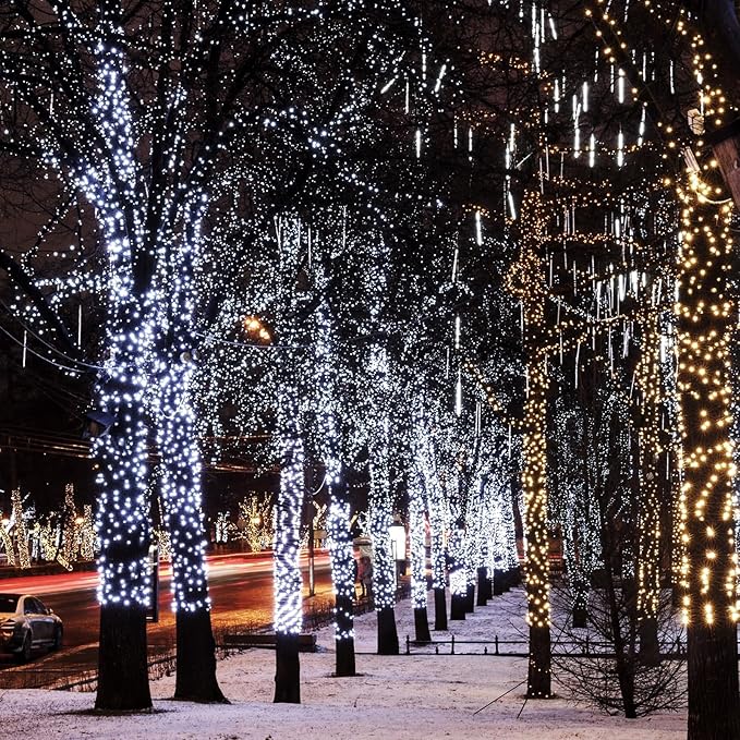 Solar String Lights Outdoor, 2 Pack 200 Led Solar Fairy Lights for Outside Waterproof 145ft Cool White Solar Lights 8 Lighting Mode Solar String Lights for Outside,Garden,Courtyards,Trees