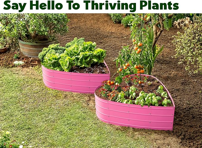 Galvanized Raised Garden Beds Outdoor // Planter Raised Beds for Gardening, Vegetables, Flowers // Large Metal Garden Box (Pink) // Tool-Free Assembly