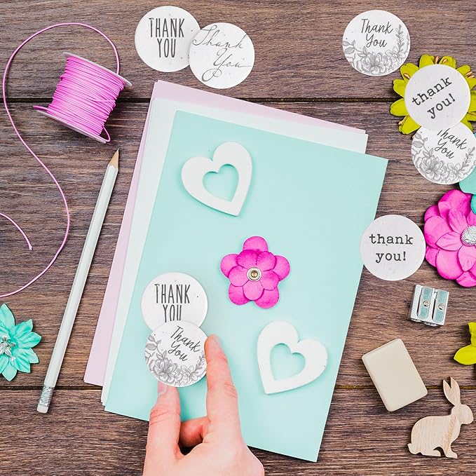 20pcs Thank You Tags Seed Paper – Plantable Wildflower Packets for Weddings, Gifts, & Life Events (20 Round Assorted)
