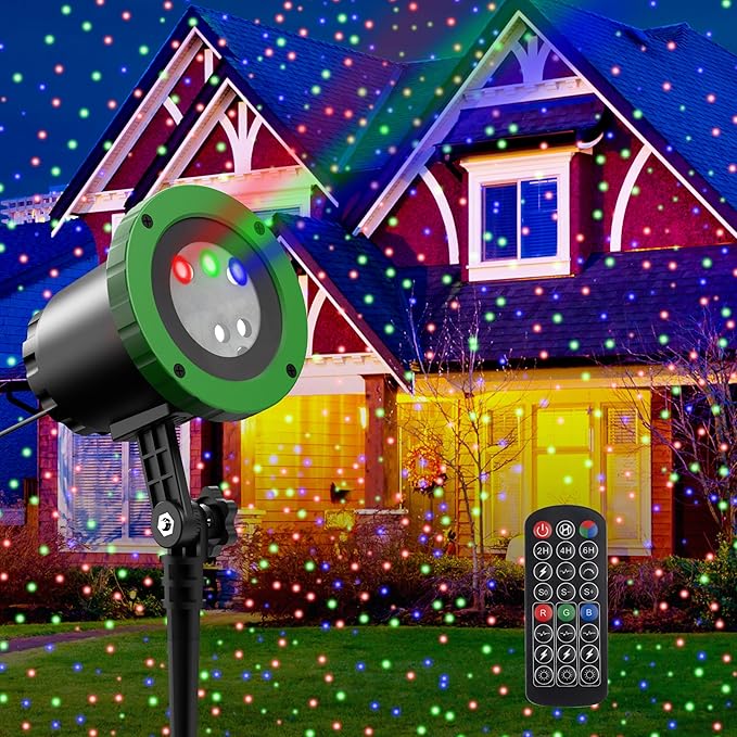 Outdoor Laser Lights Projector, 3 Color Motion Firefly Lights Show, RGB Christmas Decor Lights with Remote for Trees, Patio, Landscape