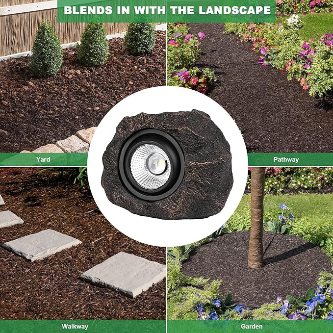 Solar Rock Lights, 4 Pack Solar Powered Waterproof LED Spotlights Decorative for Outdoor Garden, Pathway, Walkway, Yard, Landscape, Patio